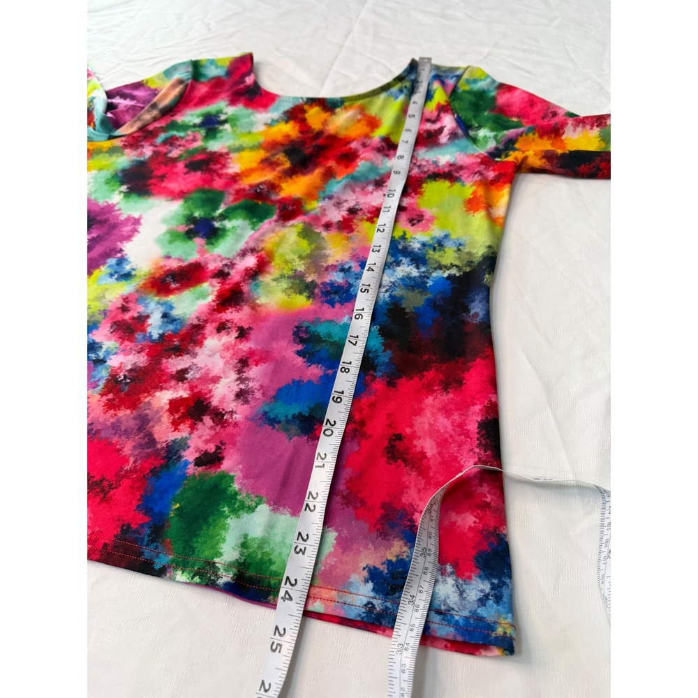Y2K Peck&Peck Colorful Rainbow Abstract Floral Top Womens Medium Boho Festival - Picture 7 of 8